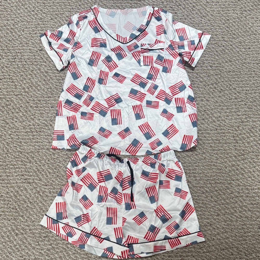 Patriotic Womens Pajama Set - Red, White, and Blue